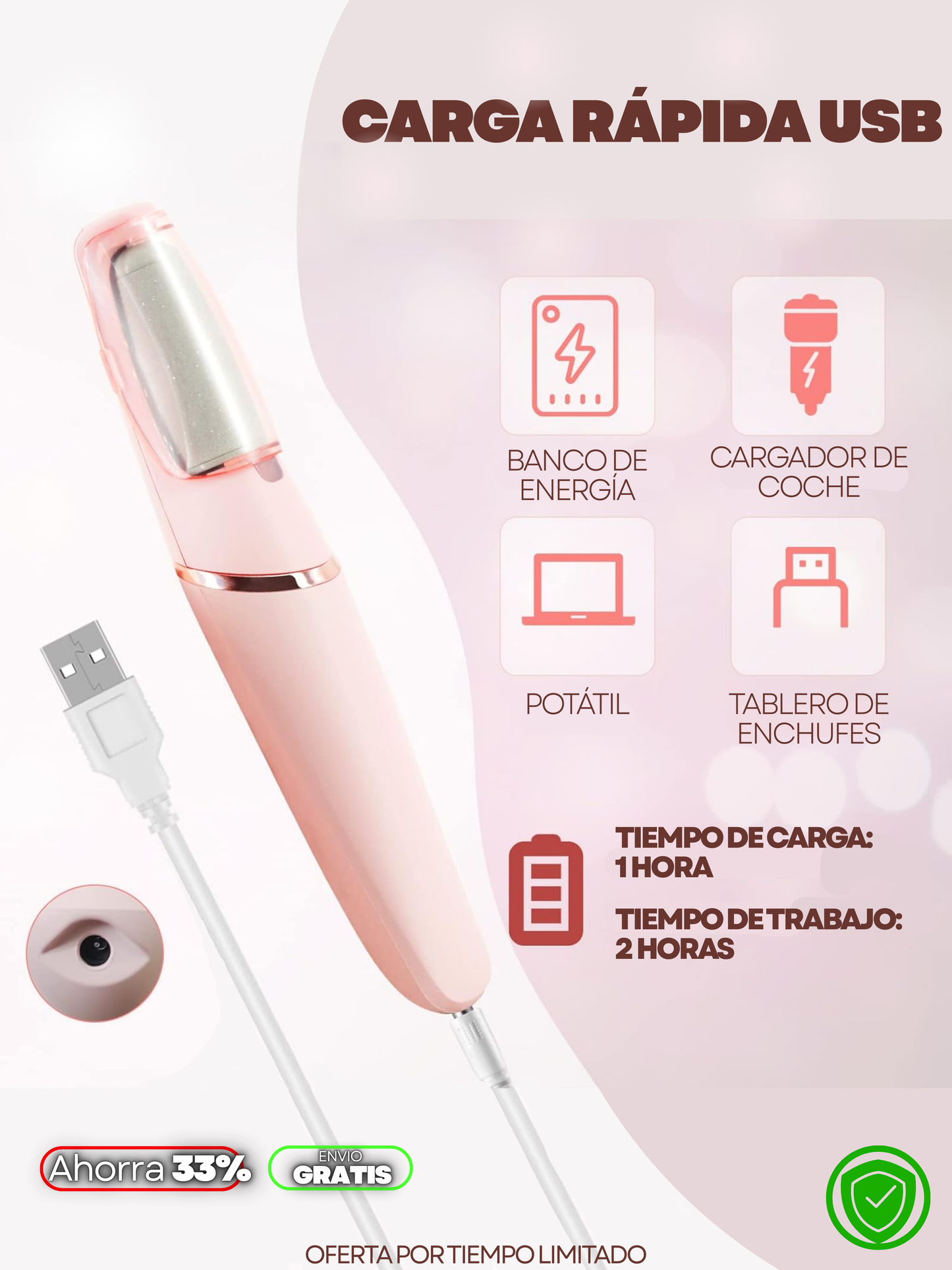 REMOVEDOR DE CALLOS ELECTRICO + ENVÍO GRATIS