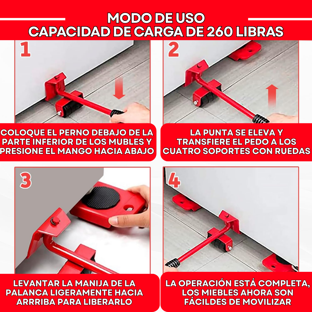 KIT DESPLAZAMIENTO, BASES MÓVILES 5 EN 1 + ENVIO GRATIS