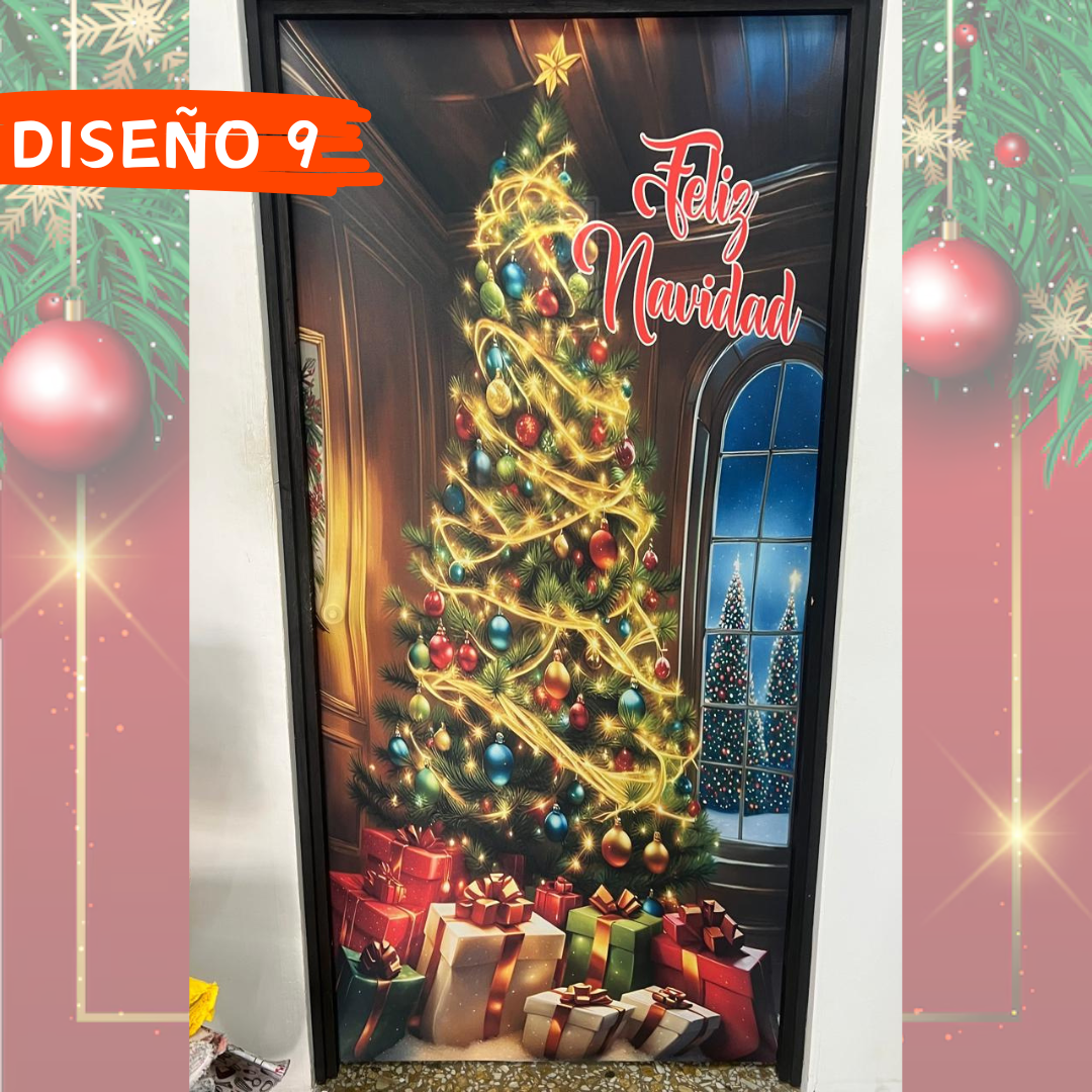 FUNDA NAVIDEÑA PARA TODO TIPO DE PUERTA + ENVIO GRATIS