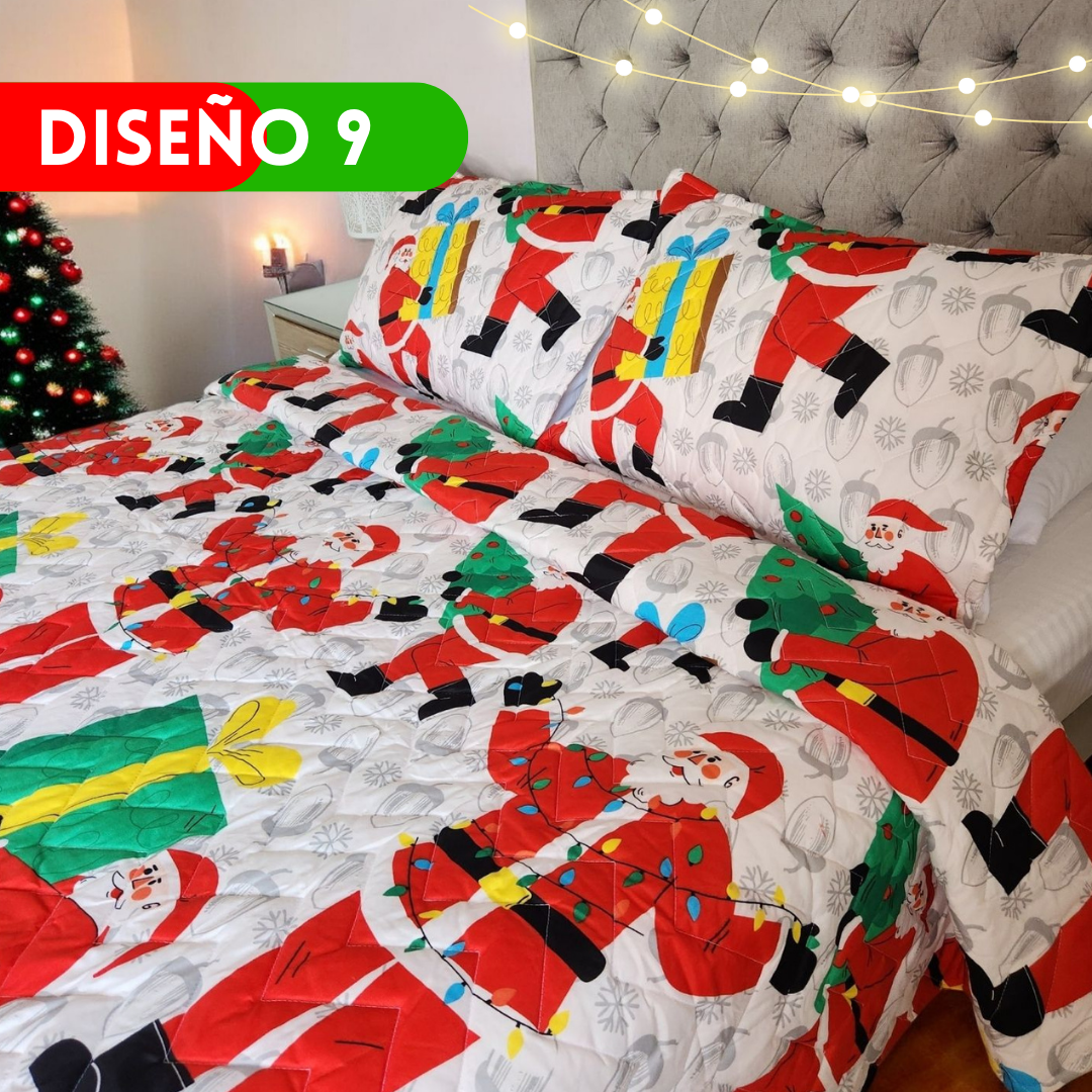 EDREDÓN NAVIDEÑO PARA CAMA DOBLE + 2 FUNDAS DE ALMOHADAS GRATIS