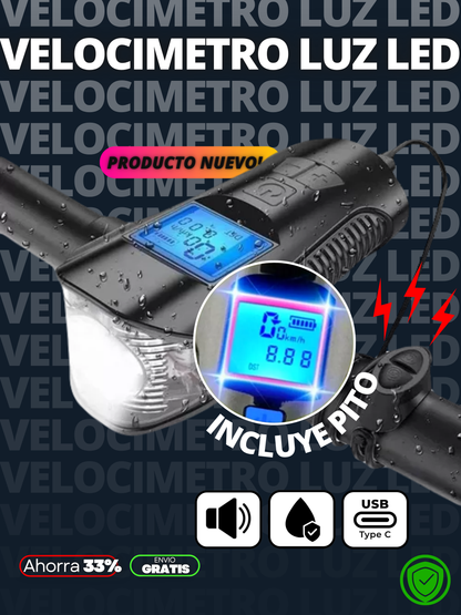 VELOCIMETRO LUZ LED MULTIFUNCIONAL CON BOCINA + ENVIO GRATIS