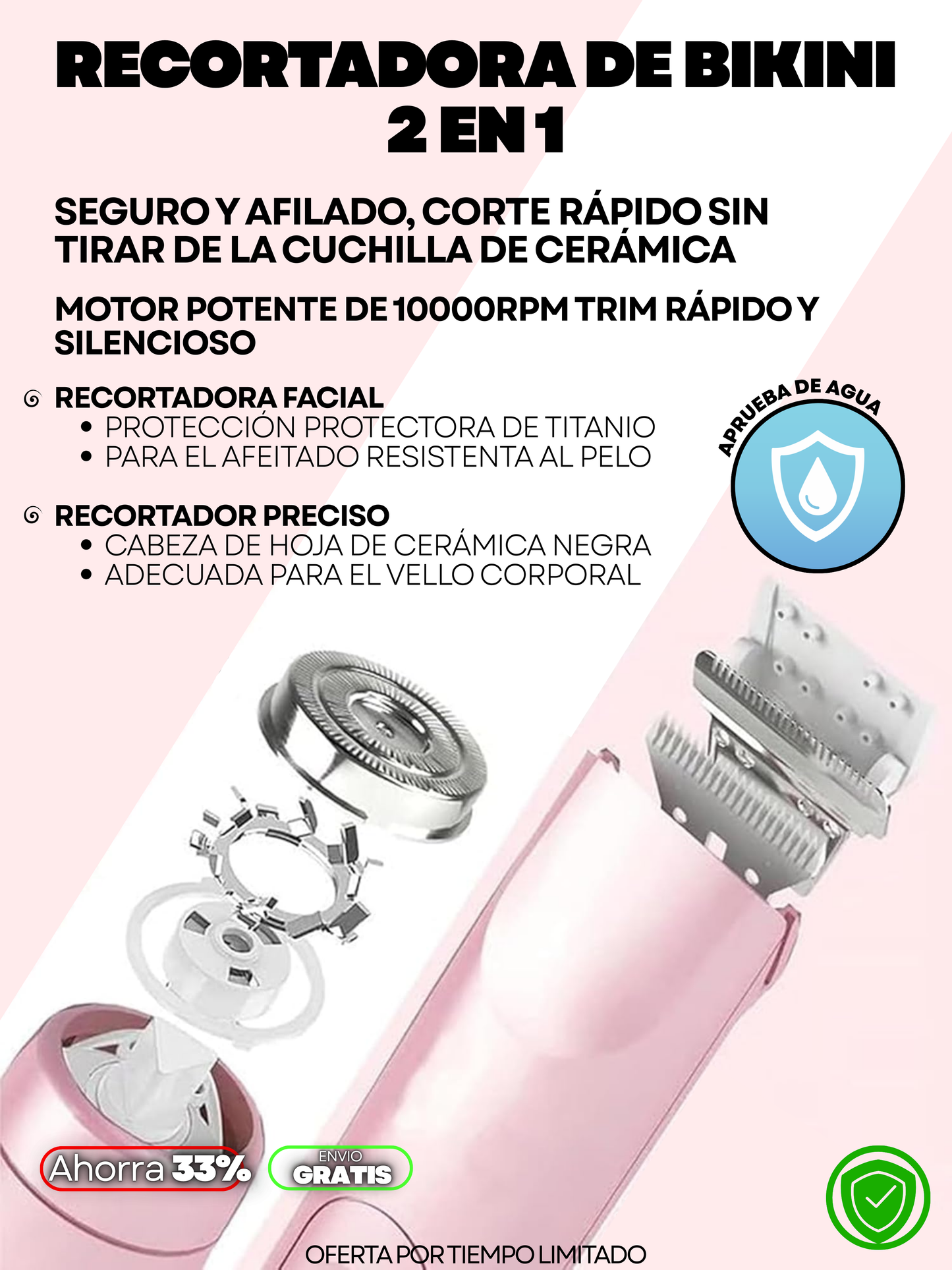 AFEITADORA 2 EN 1 A PRUEBA DE AGUA + ENVIO GRATIS