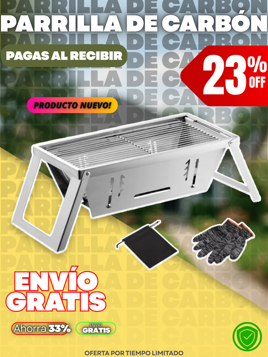 PARRILLA DE CARBÓN PORTATIL / PLEGABLE + NAVAJA ENCENDEDOR