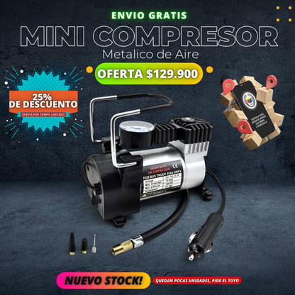 MINI COMPRESOR PORTATIL PARA AUTO + ENVIO GRATIS